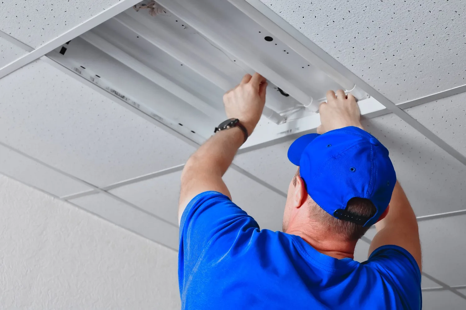 Professional commercial electrical installation in Surrey office